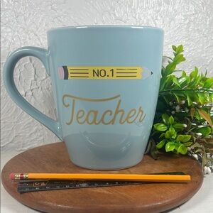 Threshold No.1 Teacher 50oz JUMBO Blue Mug Pencil Teacher Graphic NWT Huge Mug
